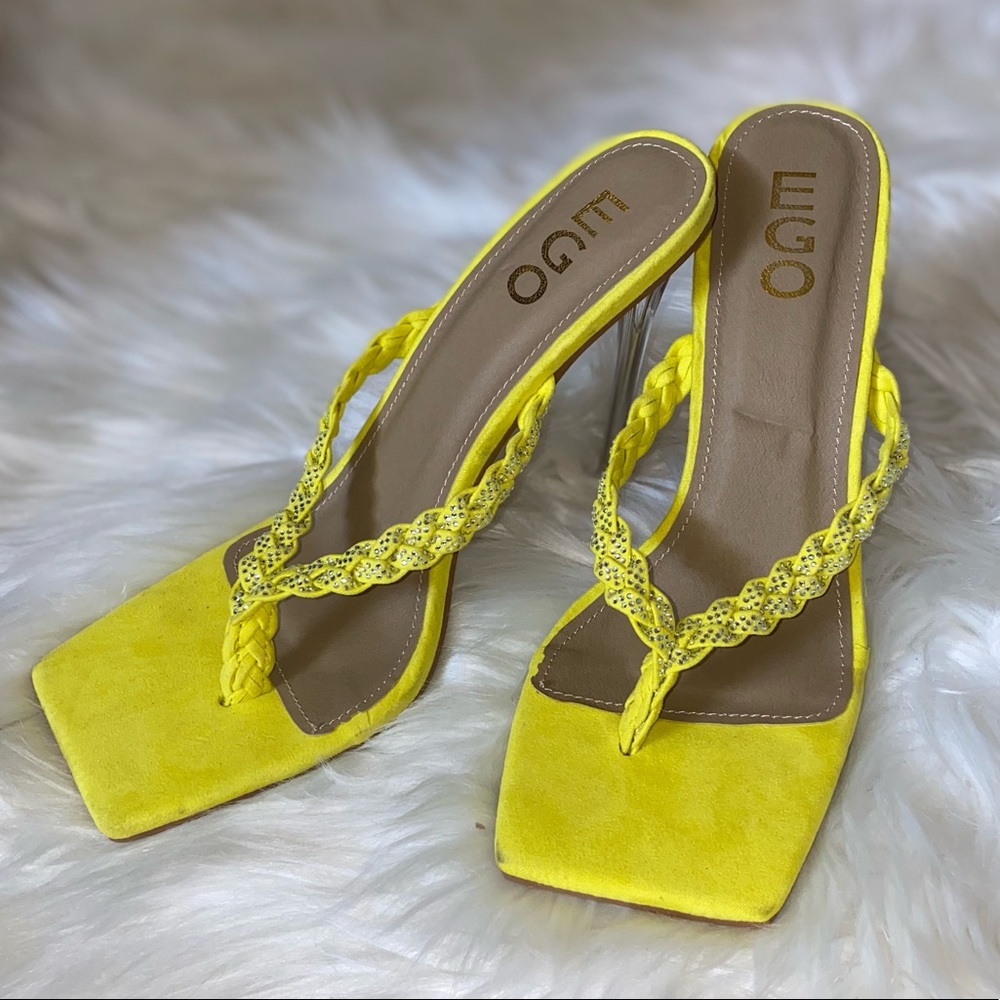 EGO Lime Green Braided Thong Heels